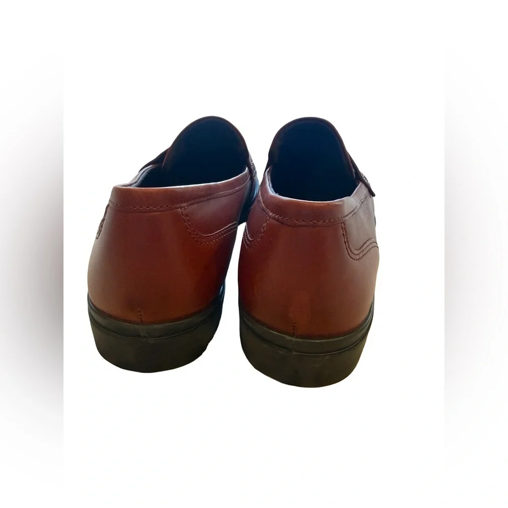ECCO Cognac Leather Penny Loafers Womens 8 8.5 Comfort Slip On Classic Shoes - Picture 8 of 14